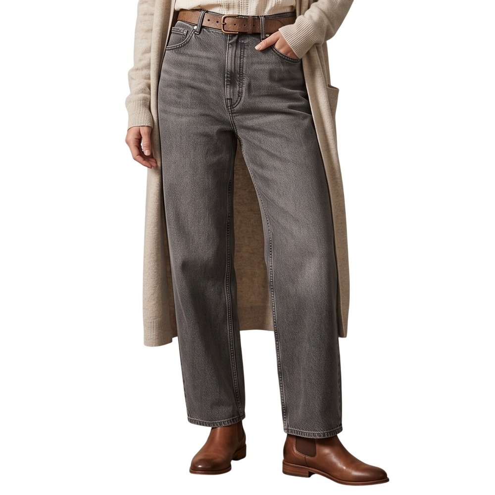 EVERLANE The Way-High Jean 29 Washed Black Organic Cotton Straight Leg $128